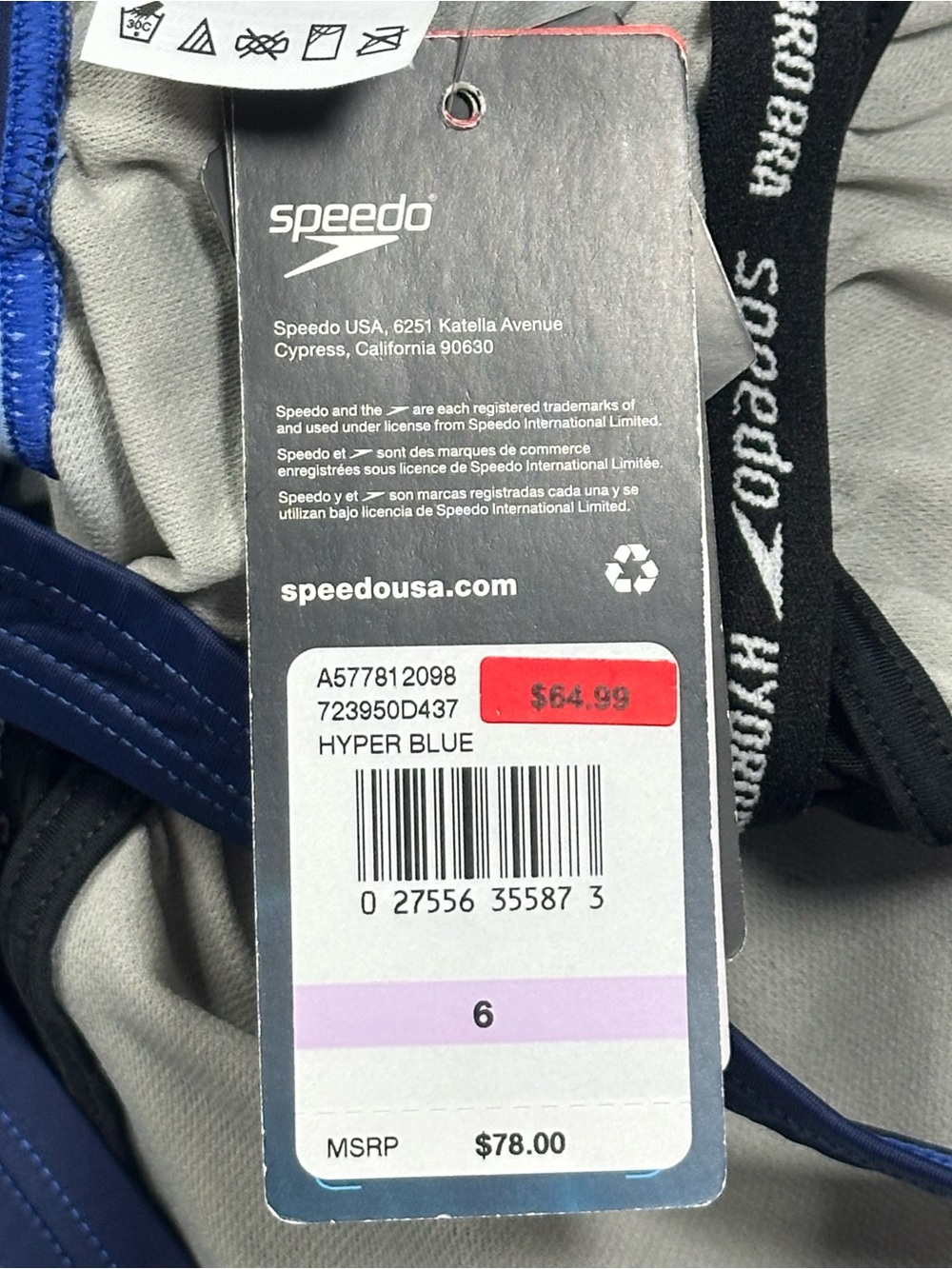 Speedo Women’s One-Piece Swimsuit Size 6 Blue Colorblock Hydro Bra Athletic Swim - Picture 8 of 8